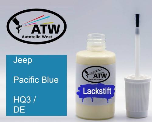 Jeep, Pacific Blue, HQ3 / DE: 20ml Lackstift, von ATW Autoteile West.